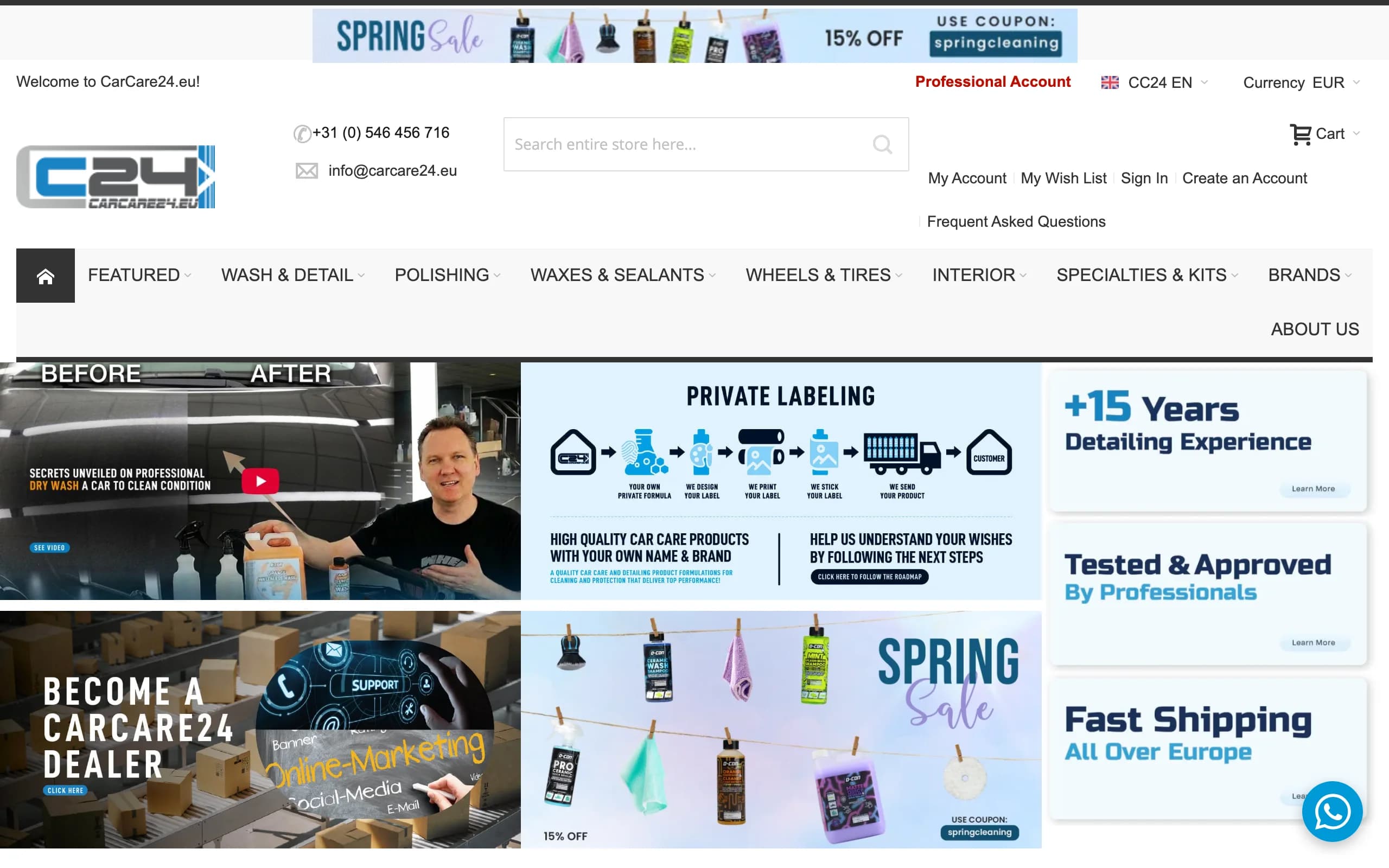 Homepage van webshop CarCare24
